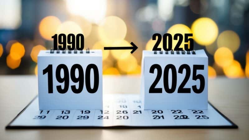 Quem nasceu em 1990 tem quantos anos em 2025?