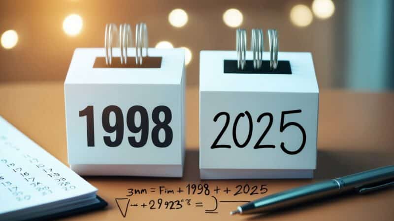 Quem nasceu em 1998 tem quantos anos em 2025?